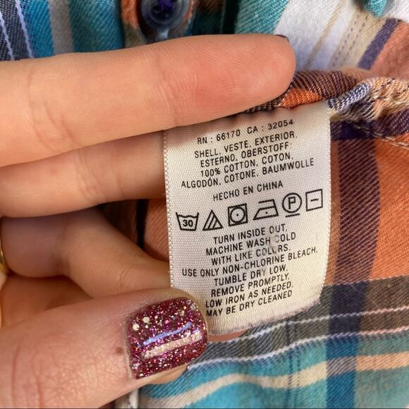 Anthropologie‎ Holding Horses Blue Plaid Button Top - Picture 6 of 6